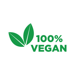 100% Vegan Green Symbol Icon Vector