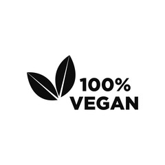 100% Vegan Black Symbol Icon Vector
