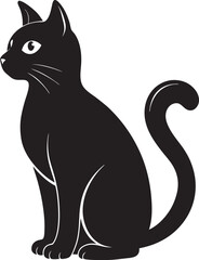 This collection of black and white images depicts cat illustrations, some with detailed fur textures and others in more simplified poses, like stretching or sitting.