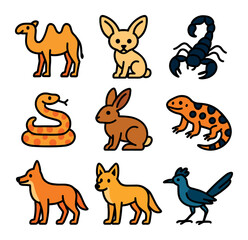 Fototapeta premium Desert Animals Icons
