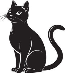 This collection of black and white images depicts cat illustrations, some with detailed fur textures and others in more simplified poses, like stretching or sitting.