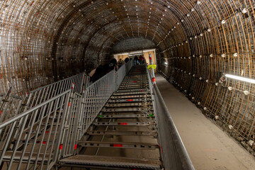 Tour of the excavated stations Olbrachtova and Pankrac D and the adjacent line tunnels. Behind the...