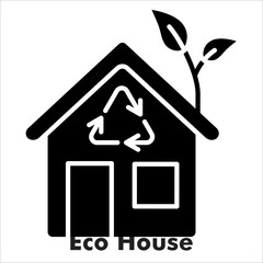 Eco House Solid Black Icon