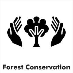 Forest Conservation Solid Black Icon