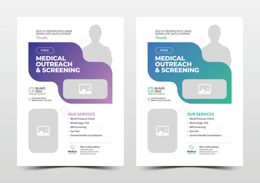 Professional medical flyer design for health screening, outreach, and dental campaign promotion