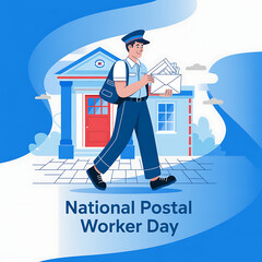 National Postal Worker Day Poster | Rural postal truck delivering mail on National Postal Worker Day