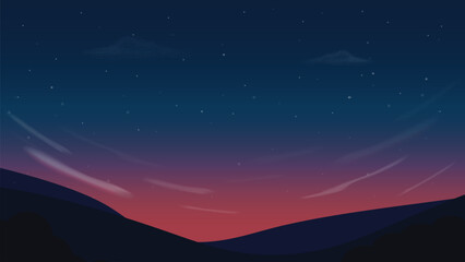 Serene starry mountain nightscape in winter.