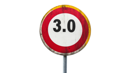 Low clearance 3.0 meters sign,Transparent background, PNG file