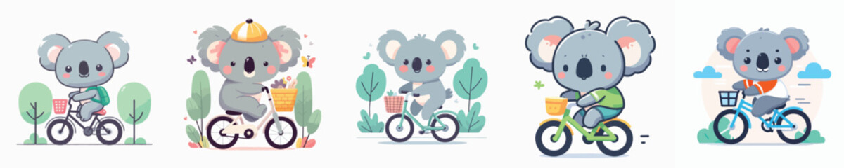 cute koala riding a bike vector