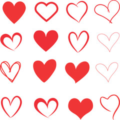 Hearts different  Shapes Icons group of hearts   illustration.