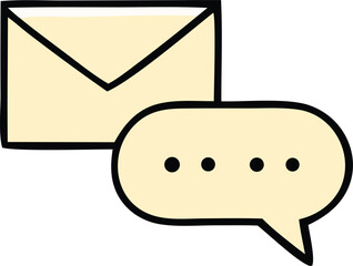 Cartoon illustration of an envelope with a speech bubble indicating a message reply or email response
