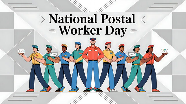 National Postal Worker Day Banner  diverse team