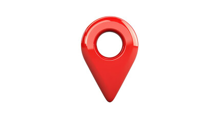 Realistic red map pin icon with shadow, Transparent background, PNG file