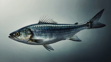 Fototapeta premium Detailed illustration of a single silverfish in water