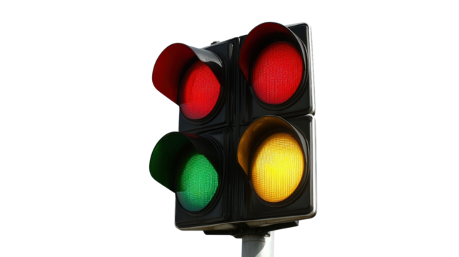Traffic light symbol red yellow green, Transparent background, PNG file