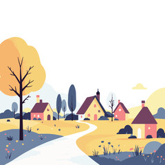 autumn landscape with trees and houses