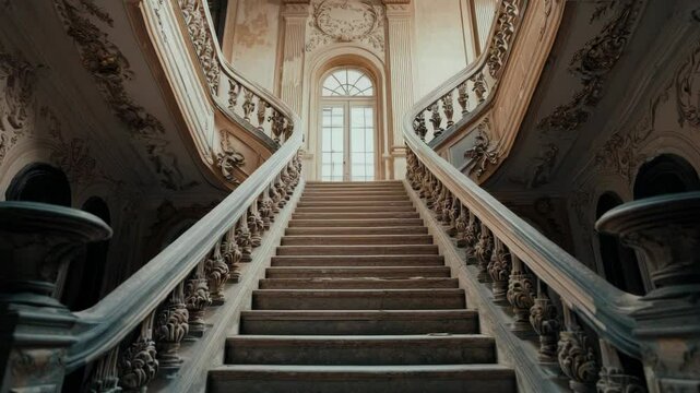 Elegant spiral staircase journey capturing intricate architecture and timeless design