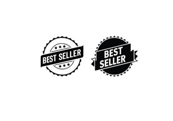 Black and White Best Seller Stamp Badge Vector Graphic Set Isolated on White Background