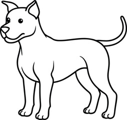 Cute Dog Line Art Outline for Coloring Page, Simple Puppy Cartoon Black and White Vector, Standing Happy Dog Outline Drawing Clipart.