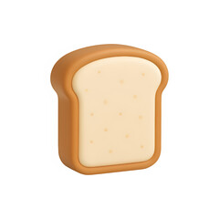 3d bread slice toast icon isolated on transparent background. Breakfast and bakery concept
