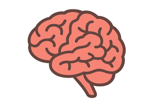 Flat vector icon of brain or mind side view for use in medical apps and websites