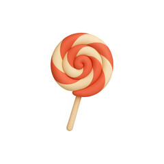 3d lollipop candy spiral icon isolated on transparent background. Sweet treat concept