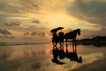 Horses of Parangtritis Beach at Sunset