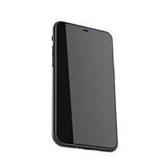 Black smartphone mockup isolated on transparent background