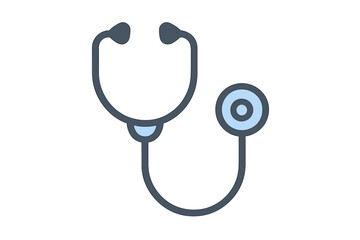Flat style icon of a stethoscope sign, a vector illustration for medical purposes, isolated on a white background, symbolizing hospital business concepts
