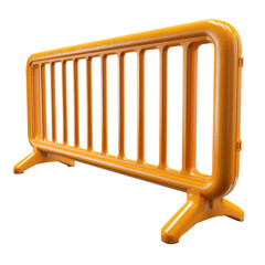 Yellow pedestrian barrier, isolated on transparent background