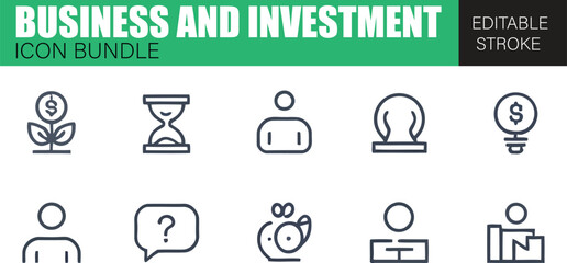 Business Investment Icons Set – Flat Finance Vector Collection