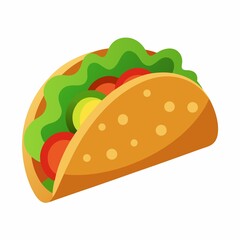 Delicious taco with vegetables isolated on white background