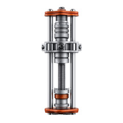 Leveling jack tool with orange accents and silver frame, isolated on transparent background