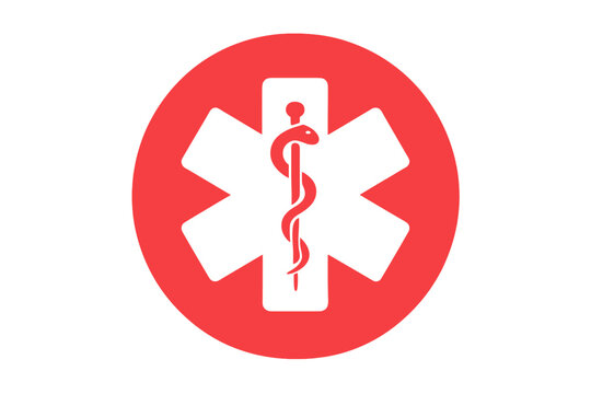 A flat icon for apps and websites representing a medical alert emergency or ems is available