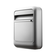 Wall-mounted silver mailbox, isolated on transparent background