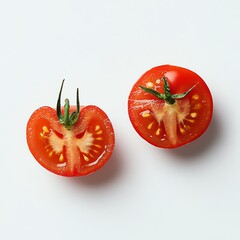 Freshly cut tomato halves showcasing vibrant color and texture.