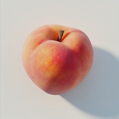 Freshly picked heart-shaped peach on a light background.