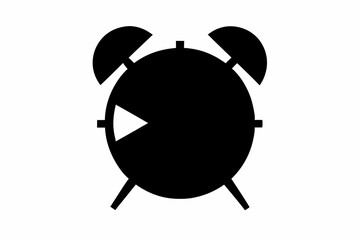 Premium Vector Image of a Black Alarm Clock on Gray Backdrop for Graphic Design