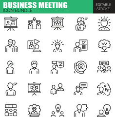 Business Meeting Icons Set – Flat Vector Design