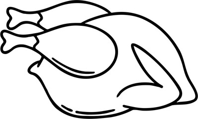 chicken meat line art vector illustration, isolated on white