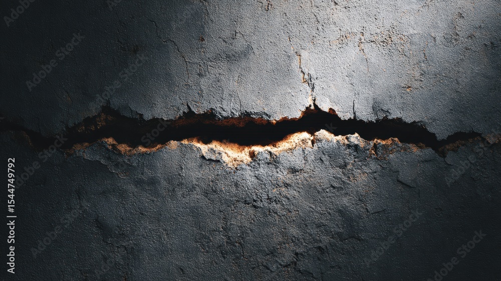 Poster Crack in Wall Reveals Dark Void Behind It Creating an Unsettling Atmosphere