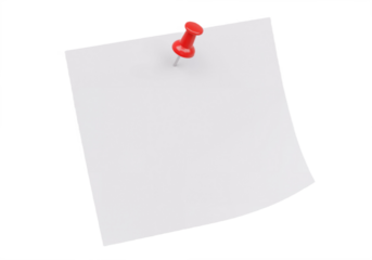 White Paper with Red Pushpin, Casual and Organized Against White Background.