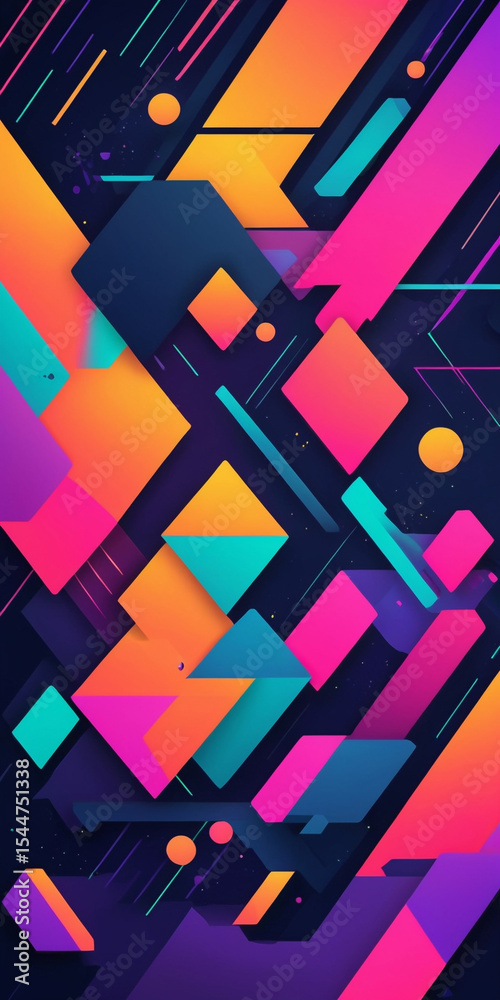 Fototapete abstract geometric shapes create a vibrant colorful background