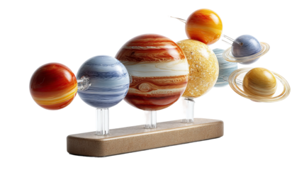 Celestial Symphony: A captivating miniature model of the solar system showcases each planet in exquisite detail, offering a glimpse into the wonders of space and scientific exploration.