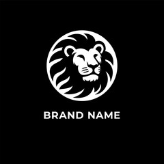 Bold lion head logo in circular emblem for luxury branding and powerful business identity design 