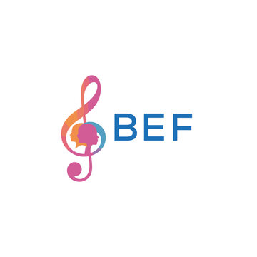  "BEF Music and Arts Logo Design, BEF Later Logo, Abstract Treble Clef with Human Faces"
