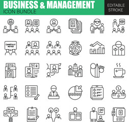 Business and Management Icons Set – Flat Vector Design