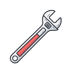 Wrench Icon - Spanner Tool Flat Line Vector