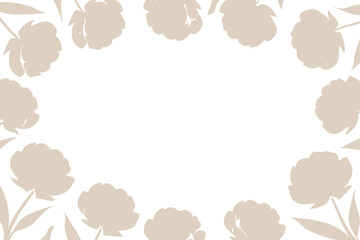 Beige  peony floral border vector illustration with circular flower layout and space, place for a text