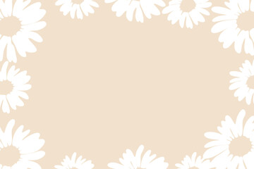 White daisy silhouette vector illustration  background with floral frame design, place for a text
